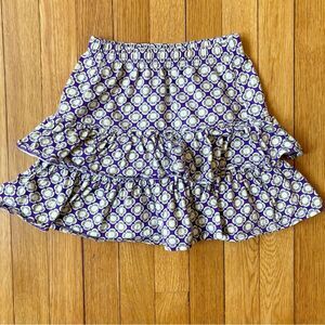 Hanna Andersson Purple Geometric Floral Ruffle Cotton Skirt 110 5 6